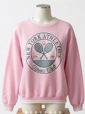 Limited Too Pink Tennis Club Graphic Crewneck Sweater